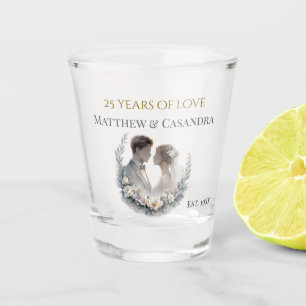 Verre A Shot Célébration d'anniversaire de mariage de 25 ans de