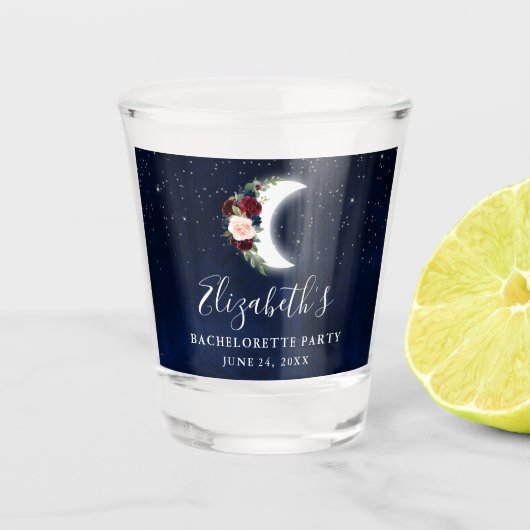 Verre A Shot Céleste Bourgogne Floral Moon Bachelorette Party (Devant)