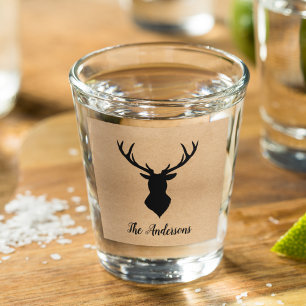 Verre A Shot Cerf noir rustique Kraft Nom de famille