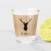 Verre A Shot Cerf noir rustique | Kraft | Nom de famille (Devant)