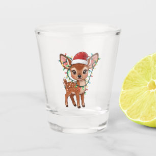 Verre A Shot Cerfs de la forêt enveloppés de lumières de Noël
