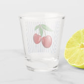 Verre A Shot Cerises rouges sur Motif rayé bleu (Dos)
