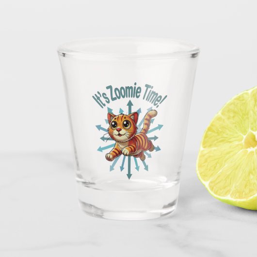 Verre A Shot C'est le temps de Zoomie Chat tabby orange (Devant)