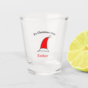 Verre A Shot C'est Noël heure Père Noël rouge casquette nom sim