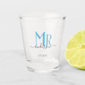 Verre A Shot Chambre à maris bleu M. Mariage Anniversaire (Devant)