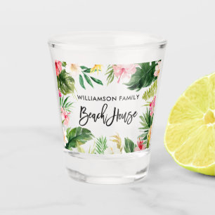 Verre A Shot Chambre de plage florale tropicale de verdure de