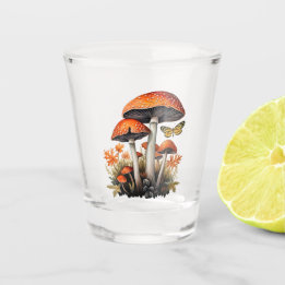 Verre A Shot Champignons de la forêt automnale orange