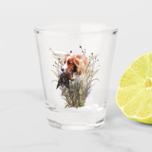 Verre A Shot Chasse à la bécasse avec Bretagne Spaniel Shot Gla
