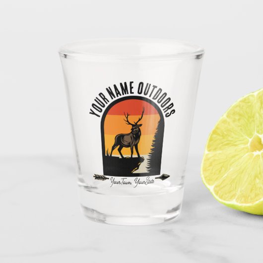 Verre A Shot Chasse AJOUTER LE NOM À L'Extérieur Deer Elk Wilde (Devant)