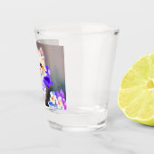 Verre A Shot Chat blanc avec collier de fleurs violettes (Droite)