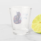 Verre A Shot Chat bleu noir Fleurs Joli Chat (Dos)