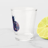 Verre A Shot Chat bleu noir Fleurs Joli Chat (Droite)