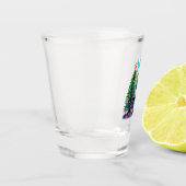 Verre A Shot Chat de Noël amusant Avec Sticker Arbre (Gauche)