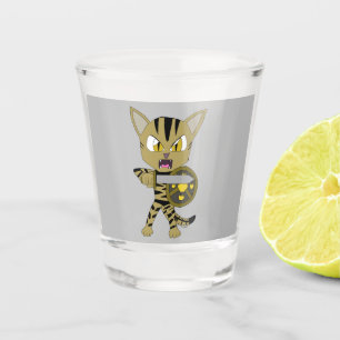 Verre A Shot Chat guerrier Chibi