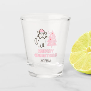 Verre A Shot Chat mignon à Santa Hat&Tree Meowy Noël Pastel