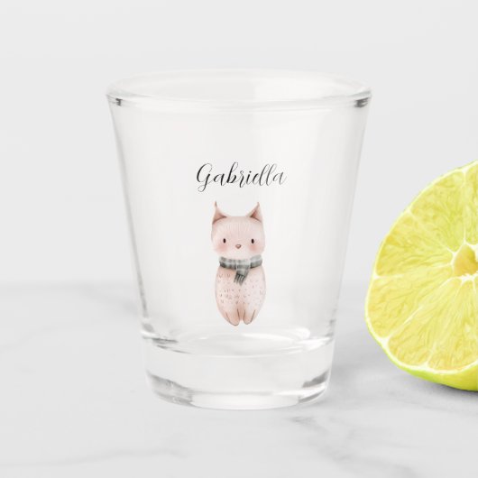 Verre A Shot Chat rose (Devant)