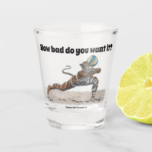 Verre A Shot Chat Warrior Beach Volleyball Imaginaire Tiré Verr