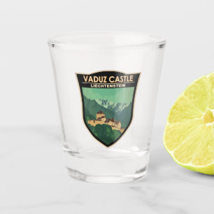 Verre A Shot Château de Vaduz Liechtenstein Voyage Badge Vintag
