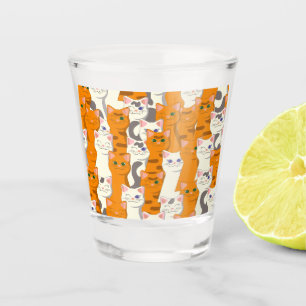 Verre A Shot Chats blancs et gingembre motif yeux verts yeux bl