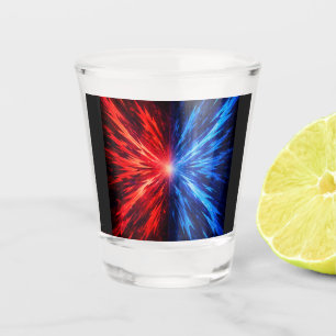 Verre A Shot chemise rouge et bleue, chemise d'explosion abstra