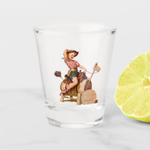 Verre A Shot Cheval en bois Sittin de cow-girl occidentale