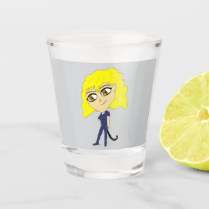 Verre A Shot Chibi avec un chat comme une queue