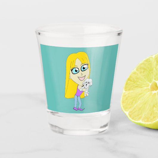 Verre A Shot Chibi avec un chiot (Devant)