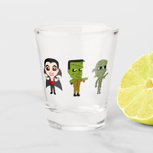 Verre A Shot Chibi vampire, monstre et maman (Devant)