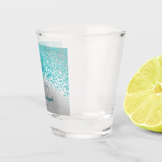 Verre A Shot Chic Argent & Parties scintillant bleue Turquoise (Droite)