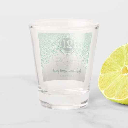 Verre A Shot Chic Argent & Parties scintillant verte 21e cadeau (Dos)