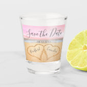 Verre A Shot Chic Blush Pink Beach Couples Coeur Sable (Devant)