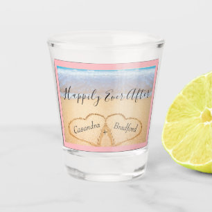 Verre A Shot Chic Coastal Pink Beach Mariage 2 Coeur
