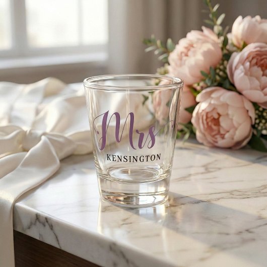 Verre A Shot Chic Custom Mrs Newlywed Typography