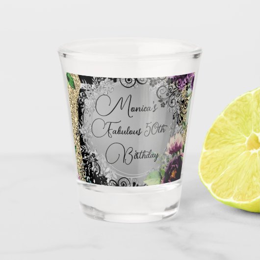 Verre A Shot Chic Elegant Fabulous 50e anniversaire Customisé (Devant)