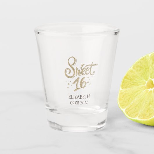 Verre A Shot Chic Glitter Doré Sweet 16 (Devant)