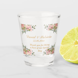 Verre A Shot Chic Moderne Rose Floral faveurs de mariage pour l