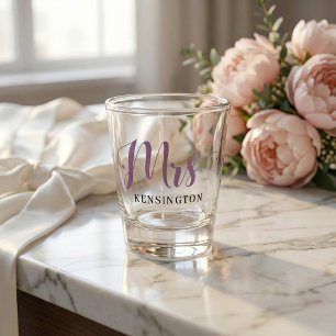 Verre A Shot Chic personnalisé Mme Typographie jeune mariée