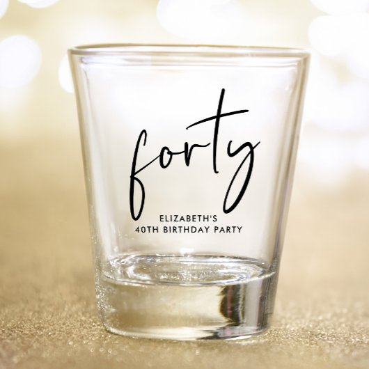 Verre A Shot Chic Script 40e fête d'anniversaire