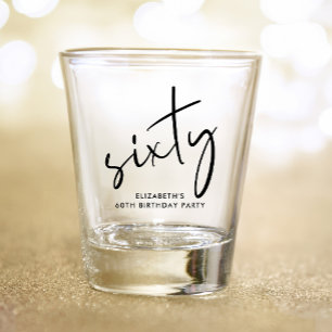 Verre A Shot Chic Script 60e fête d'anniversaire