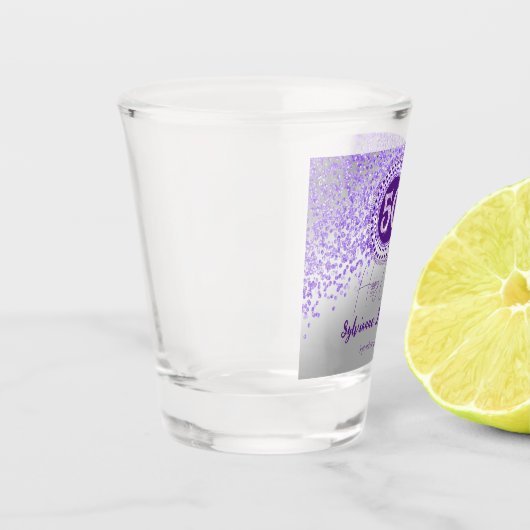 Verre A Shot Chic Silver & Purple Parties scintillant Cadeau 50 (Gauche)