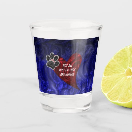 Verre A Shot Chien animal meilleur ami Red Heart Chiot Empreint (Devant)