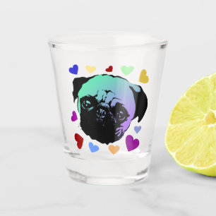 Verre A Shot Chien Chiot Carlin Style PopArt Rétro