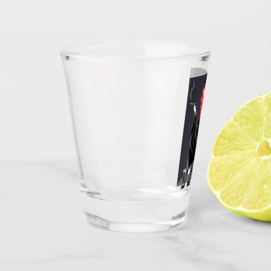 Verre A Shot Chien & Dame au café français (Gauche)