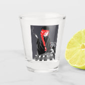 Verre A Shot Chien & Dame au café français (Devant)