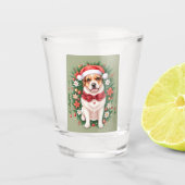 Verre A Shot Chien de Noël festif (Devant)