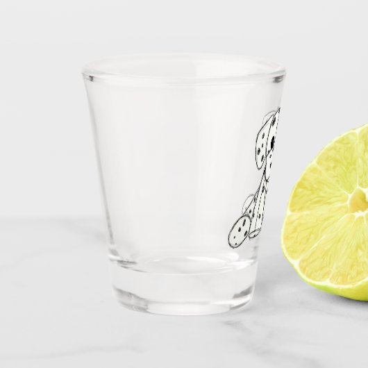 Verre A Shot Chien en dalmate dessin simple noir (Gauche)