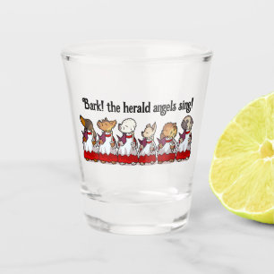 Verre A Shot Chiens de Noël chantant des chants drôles Pug Pomé