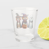 Verre A Shot Chiens mignons comme fantôme, sorcière et vampire (Dos)
