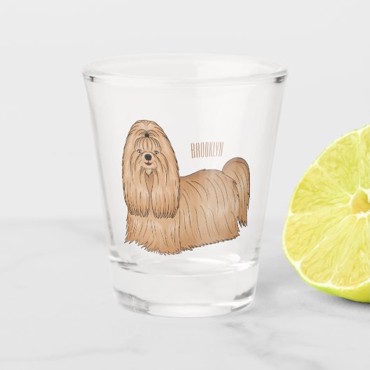 Verre A Shot Chih tzu long cheveux dessin de chien (Devant)