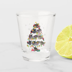 Verre A Shot Chinchilla sapin de Noël drôles rongeurs amoureux 